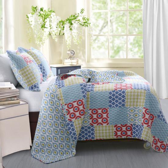 cxmicrotex Floral Patchwork Print Quiltet sengetæppe