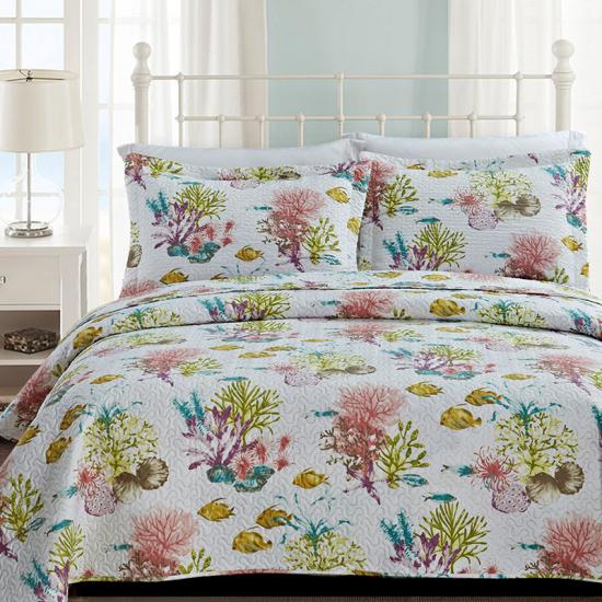 microtex Coastal Coral Printed Ultrasonic Sengetæppe