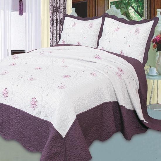 cxmirotex Blomsterbroderi Quilt Sæt King Sengetøj