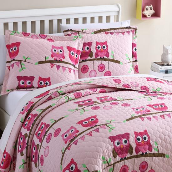cxmicrotex Owl Pink Quilt Sæt Pige Sengetøj Collection
