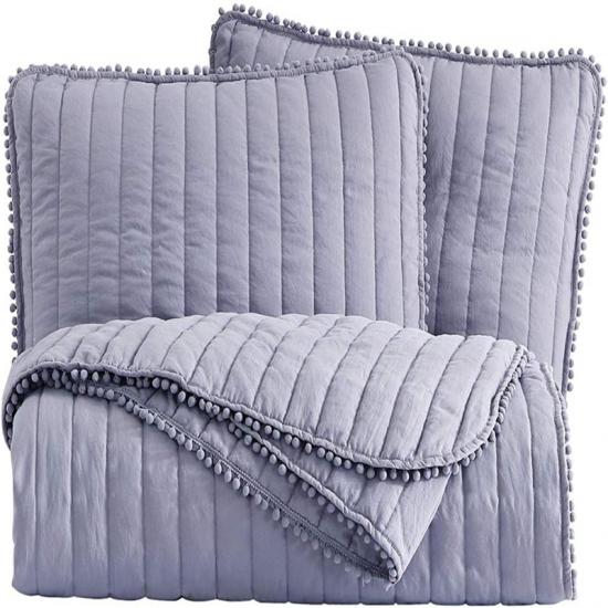 Pompom Quilt Sæt Lilla Farve