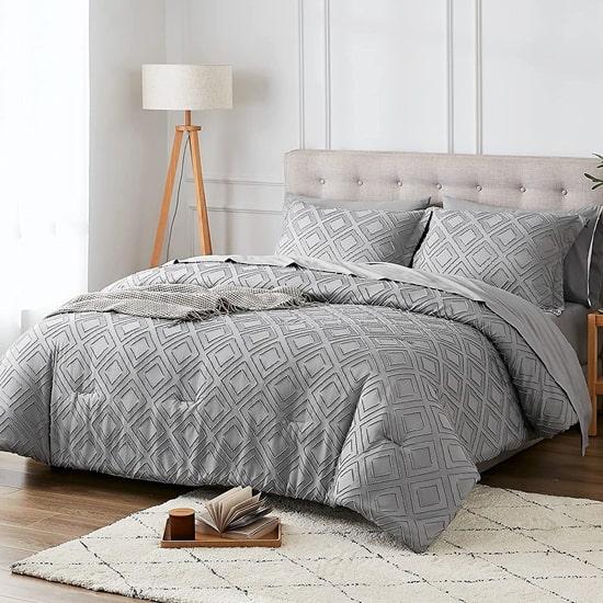 microtex 7 stykke luksus klip jacquard dynesæt med shams og lagner sæt