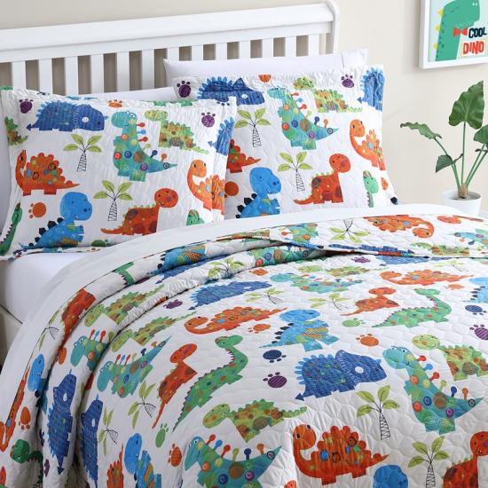 cxmicrotex Kids Twin Sengesæt Dinosaur Quiltet Sengetæppe