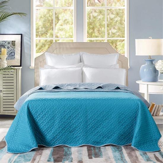 1 stykke Pinsonic Quilt Sæt Scollape Vendbar Ensfarvet Sengetæppe 220x240cm